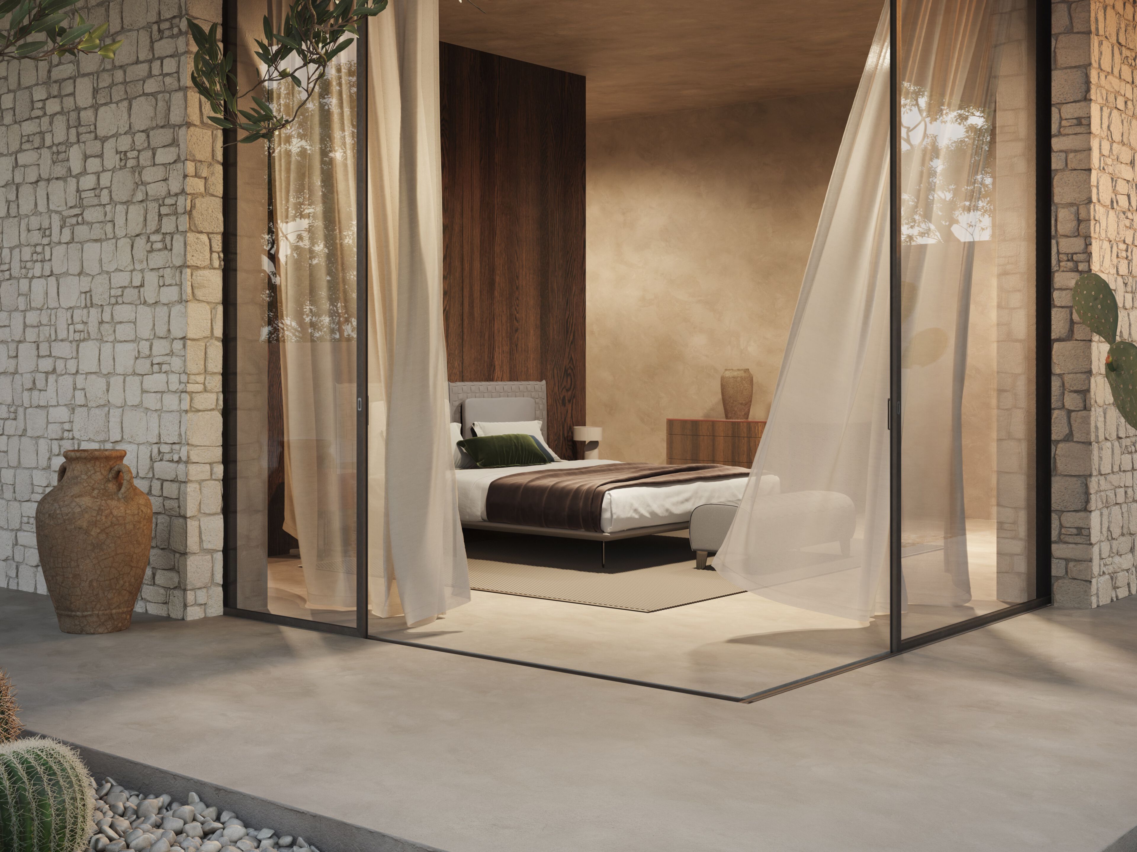 Двуспальная кровать из ткани с мягким изголовьем Natuzzi Italia кампус ARCH-00087685 - Вид №3