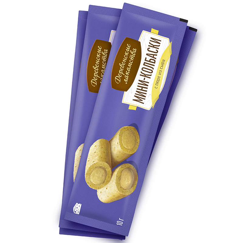 ПР0055311 Лакомство для собак Мини-колбаски с пюре из сыра 4х10г ДЕРЕВЕНСКИЕ ЛАКОМСТВА  - Вид №1