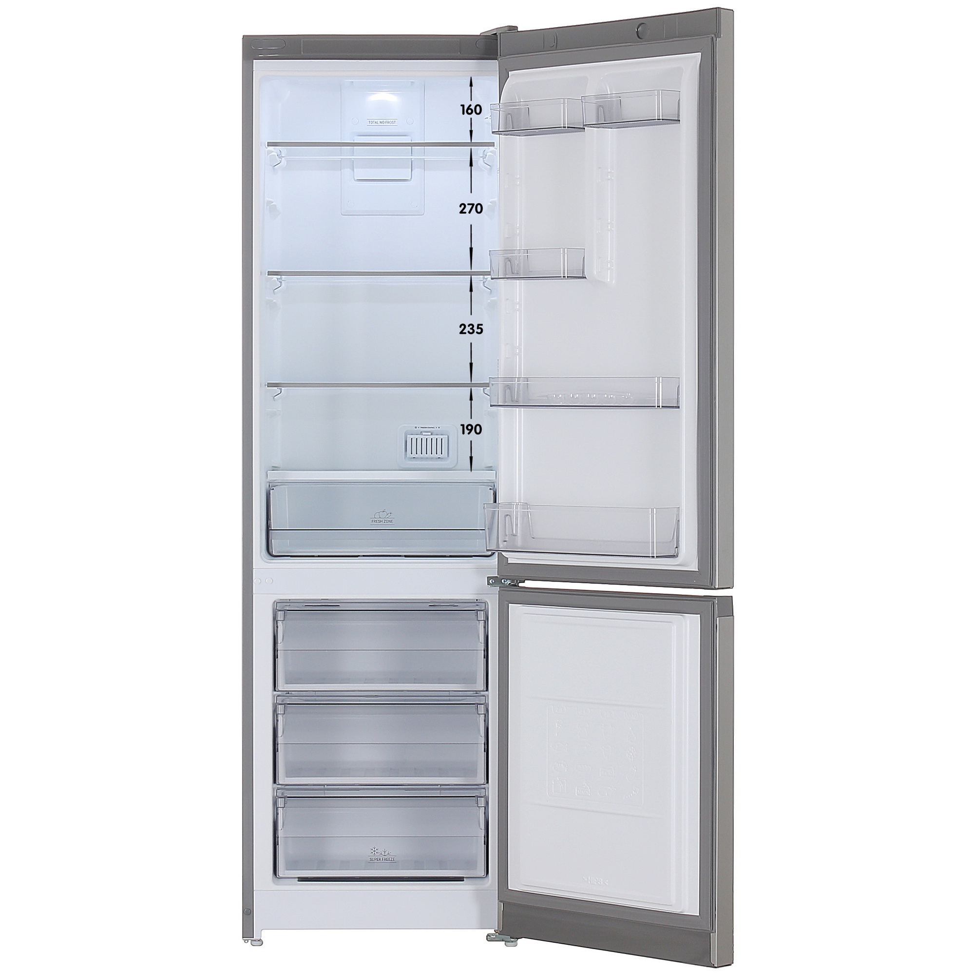 9027544 Холодильник с морозильником   Hotpoint HT 5200 MX серый STDN-0073893 - Вид №1