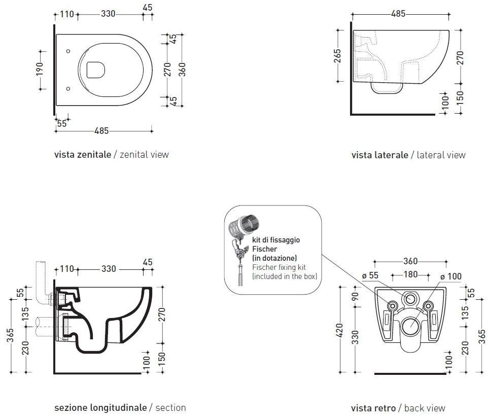 Ap119g Подвесной унитаз настенный Белый Ceramica Flaminia App Италия - Вид №1