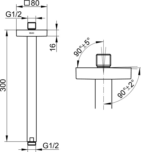 53089030302 Душевой кронштейн DN 15 KEUCO Brausen und Brausezubehör - Вид №11
