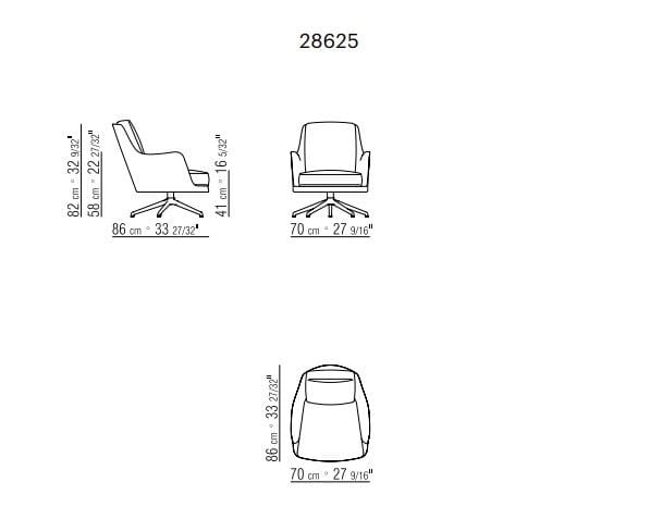 Тканевое вращающееся кресло с подлокотниками Flexform Marley ARCH-00108456 - Вид №7