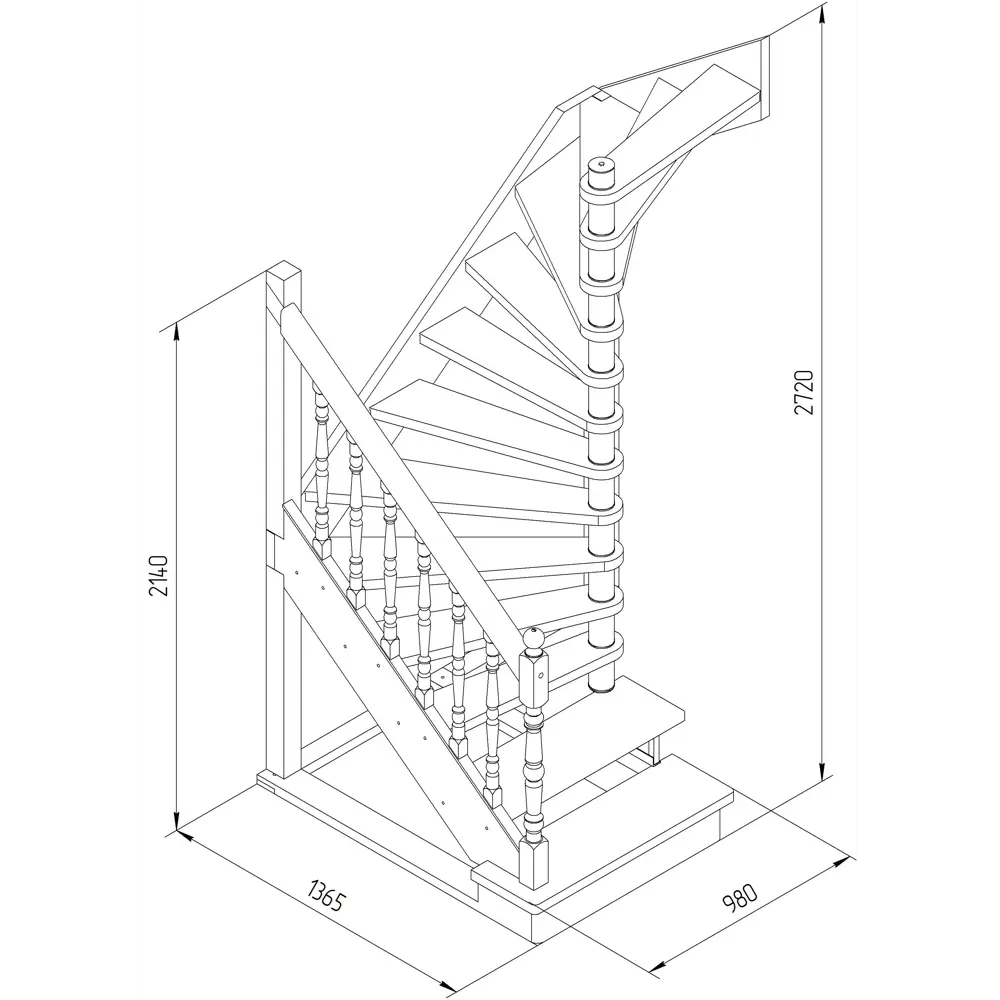 Santreyd: Угловая лестница поворотная 180° для компактных пространств 11466156 STLM-0001258 - Вид №2