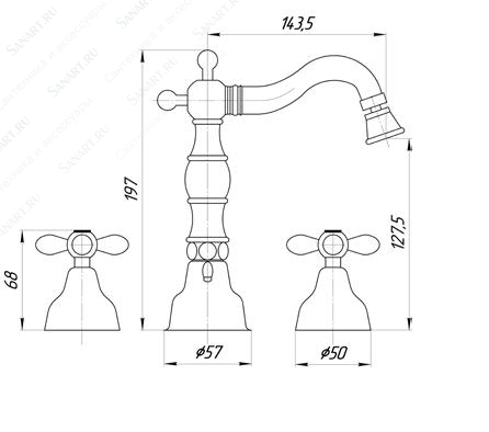 Смеситель MIGLIORE Princeton Plus ML.PRP-8025.DO для биде - золото, на 3 отверстия  - Вид №2