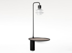 Металлическая круглая подвесная прикроватная тумбочка с освещением