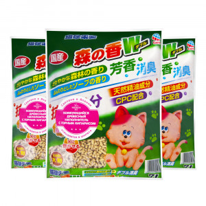 ПР0046983*3 Наполнитель для кошачьего туалета ультракомкующийся древесно-целлюлозный с кипарисом, 7л (упаковка - 3 шт) Japan Premium Pet