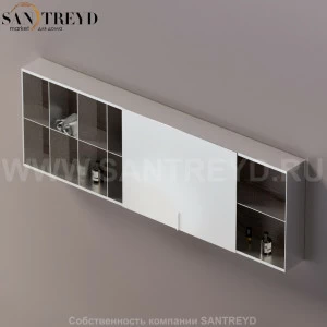 Agape 027 Настенный зеркальный шкаф 180 см. Отделка: хромированный сатин, фанера под коричневый дуб. Для хромированной отделки добавьте 16 % к базовой цене. AMOB027H6018RUSP