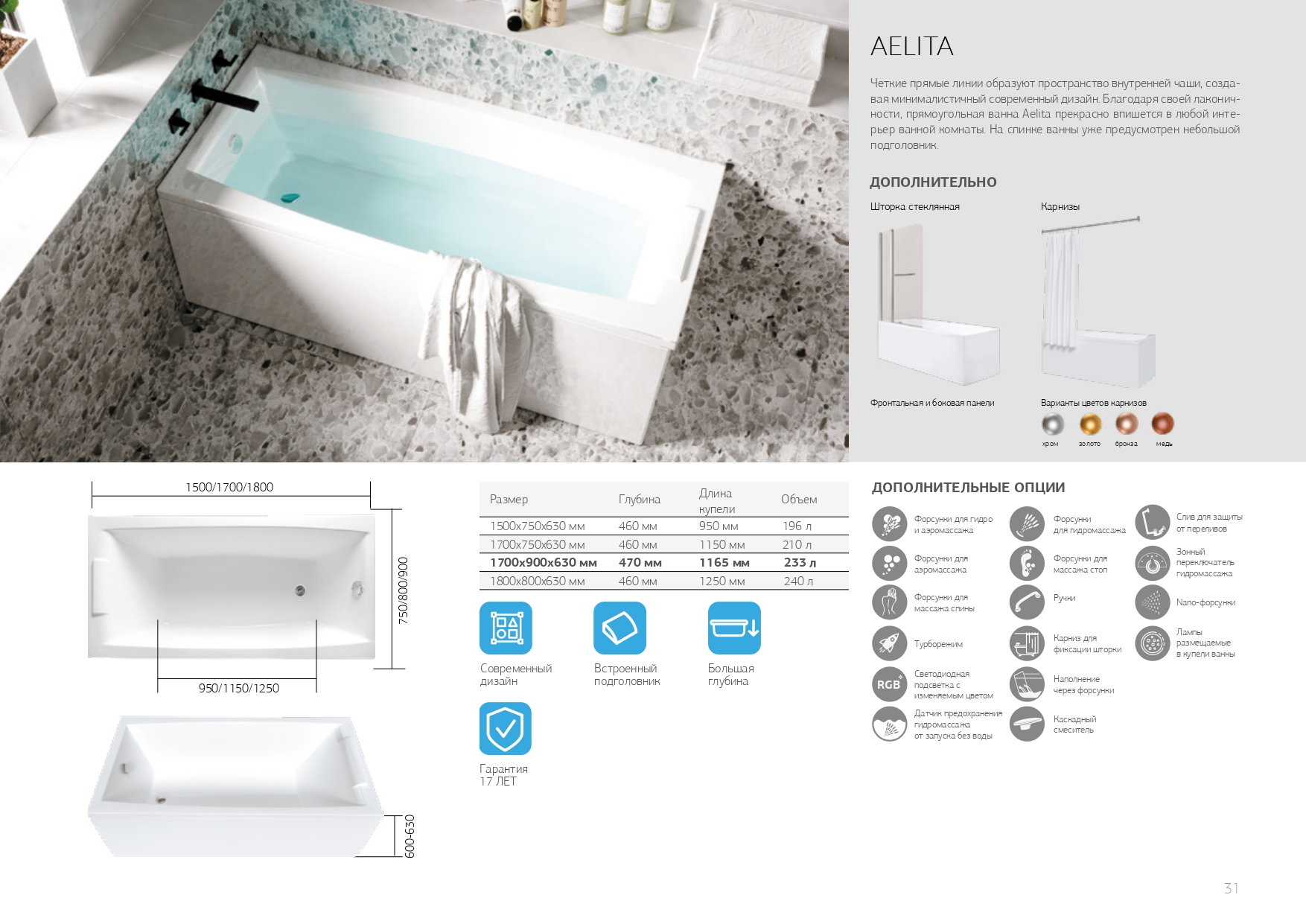 У16505 Ванна Marka One AELITA 180x80 1 Marka AELITA  - Вид №4