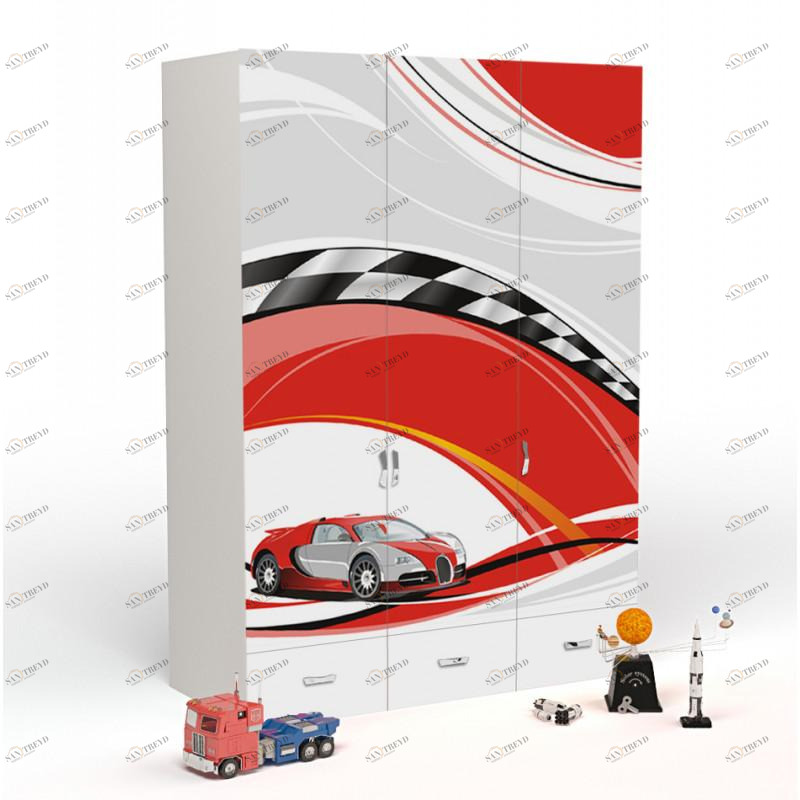 Шкаф ABC-KING 3х дверный La-Man красная 4631148150737