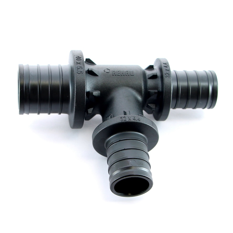 Тройник редукционный надвижной пластиковый REHAU 40х32х32 160092