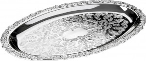 10611754 Queen Anne Поднос овальный Queen Anne 23x15см, сталь, посеребрение Сталь нержавеющая с посеребрением