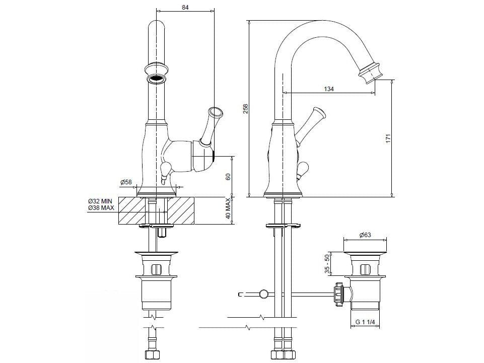 Смеситель для раковины из хромированной латуни Bugnatese Денвер ARCH-00078342 - Вид №1