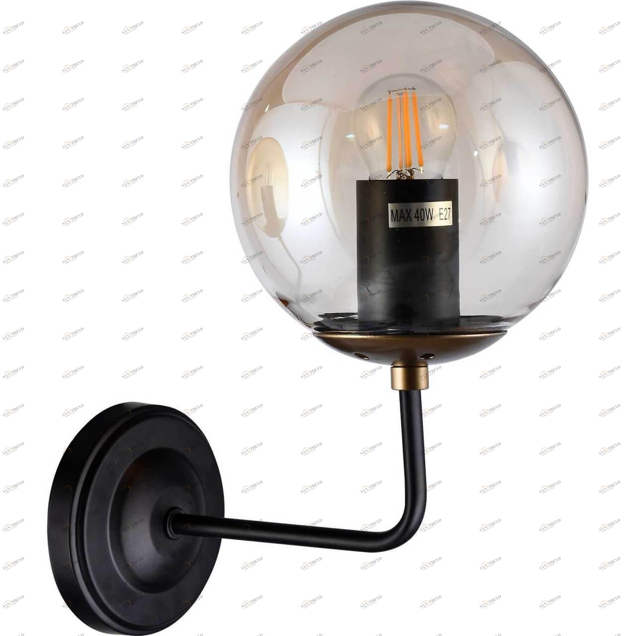 Бра со стеклянным плафоном черное Ramo 3009/03/01W STILFORT RAMO 00-3930762 Прозрачный;черный 