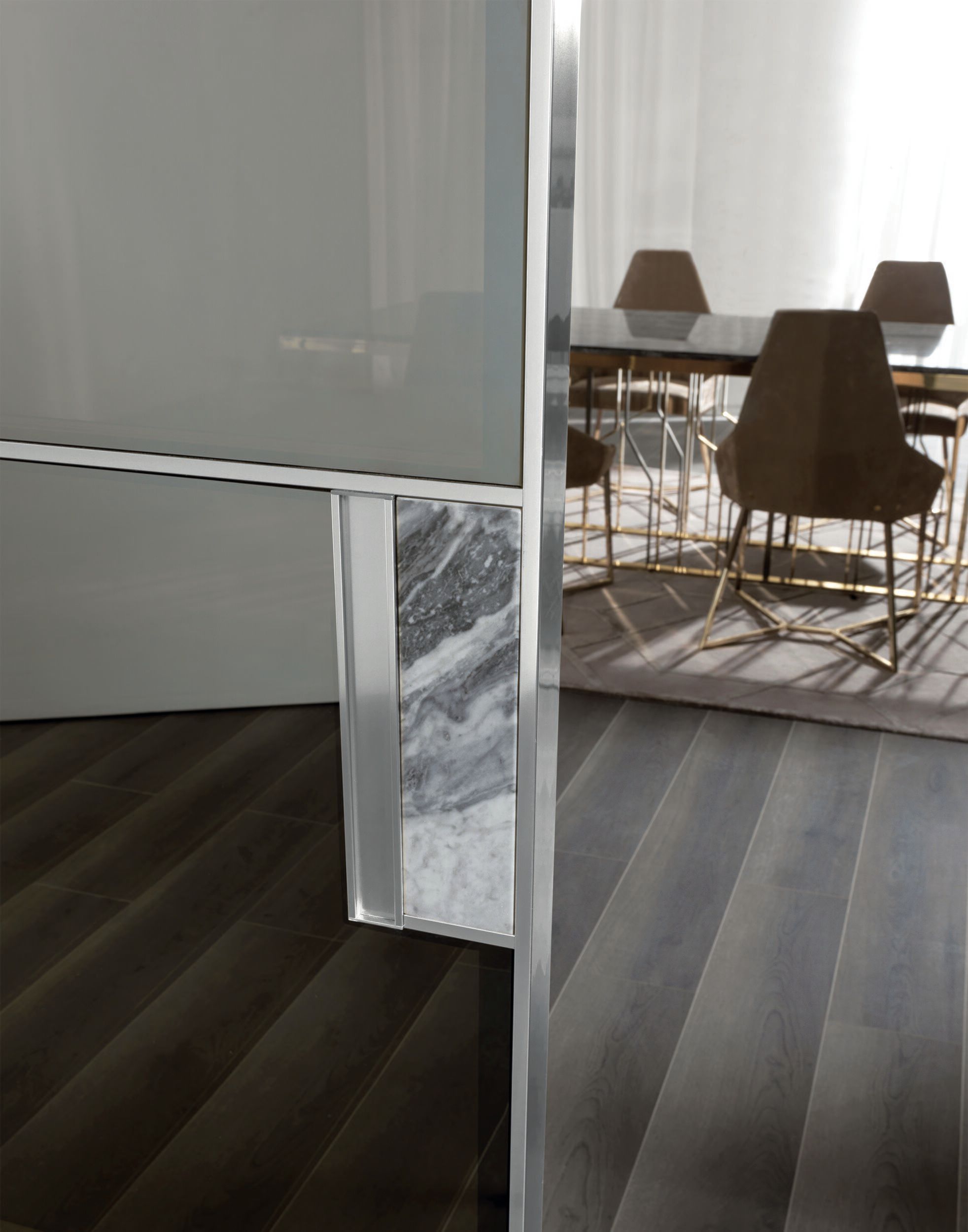 Раздвижные двери из кожи и стекла Longhi Aluminiun Chic-Doors ARCH-00061555 - Вид №3