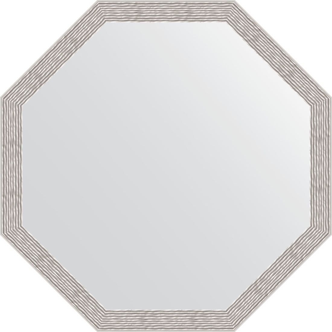 BY 3684 Зеркало в багетной раме - волна алюминий 46 mm EVOFORM Octagon