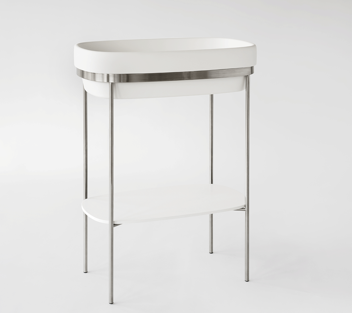 Ex.T RIBBON Отдельностоящая консоль из сатинированной стали с мраморным подносом com_EXLAVRIBBONSAT/MARMO - Вид №2