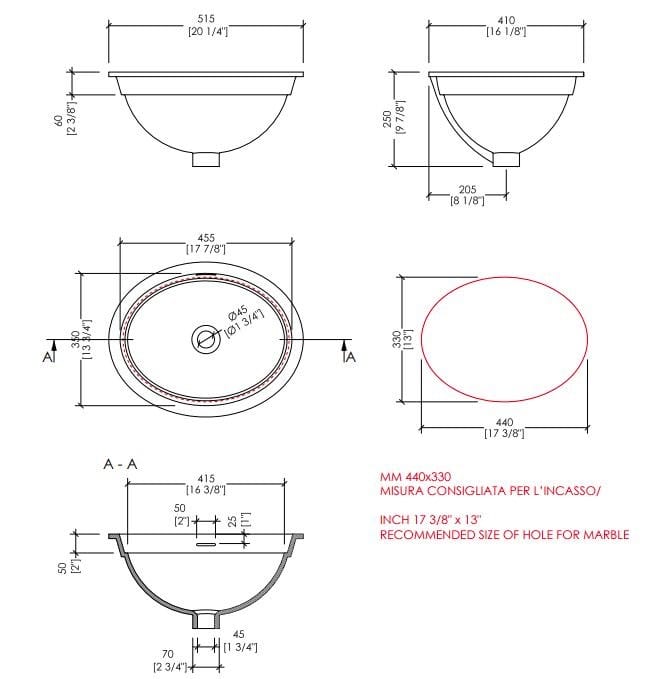 Овальный встраиваемый умывальник Devon&Devon ROSE ARCH-00065743 - Вид №1