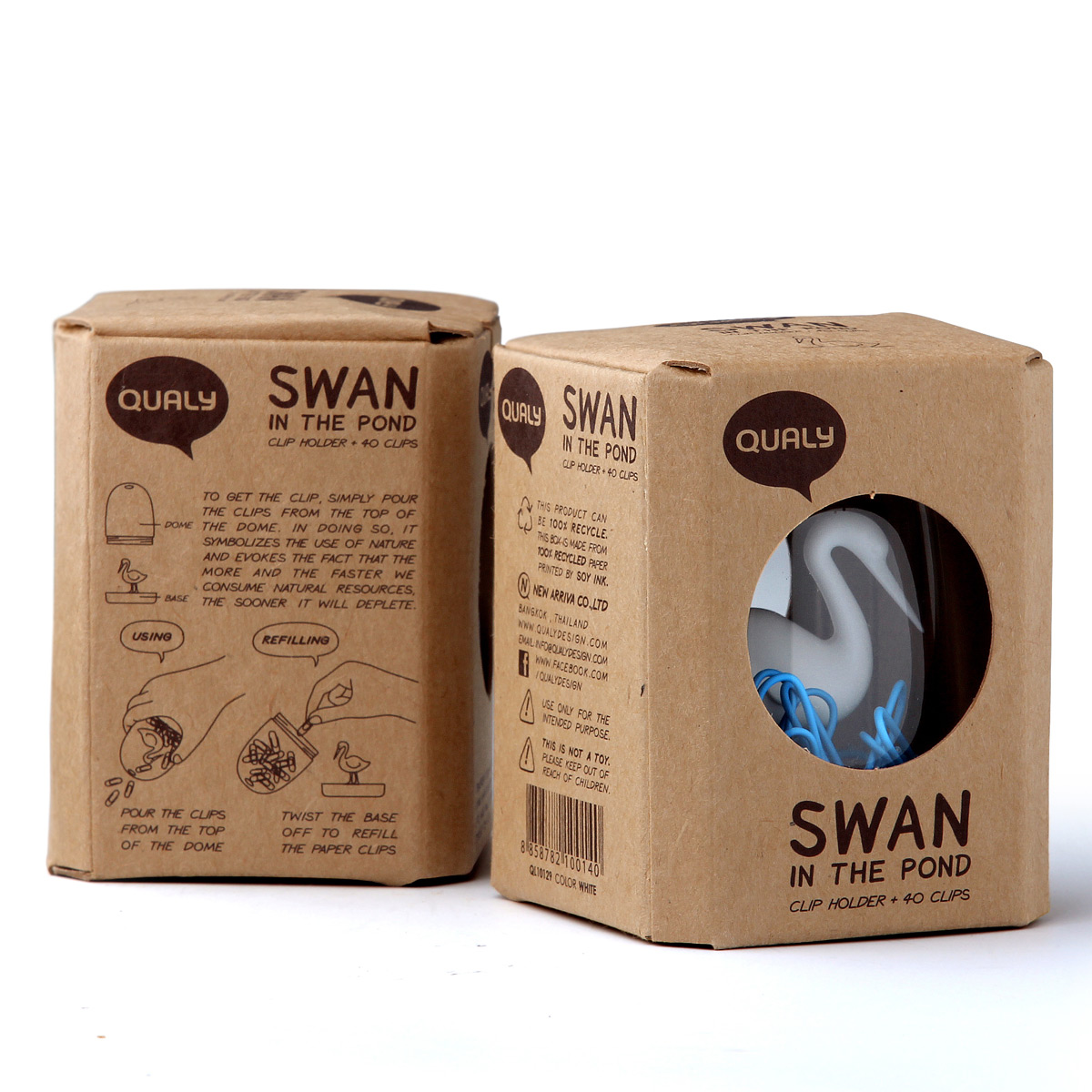 QL10129-WH Держатель для скрепок swan in the pond Qualy  - Вид №1