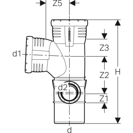 GEBERIT 393.560.14.1 Крестовина двухплоскостная комбинированная Geberit Silent-Pro 87,5°, правая  - Вид №3