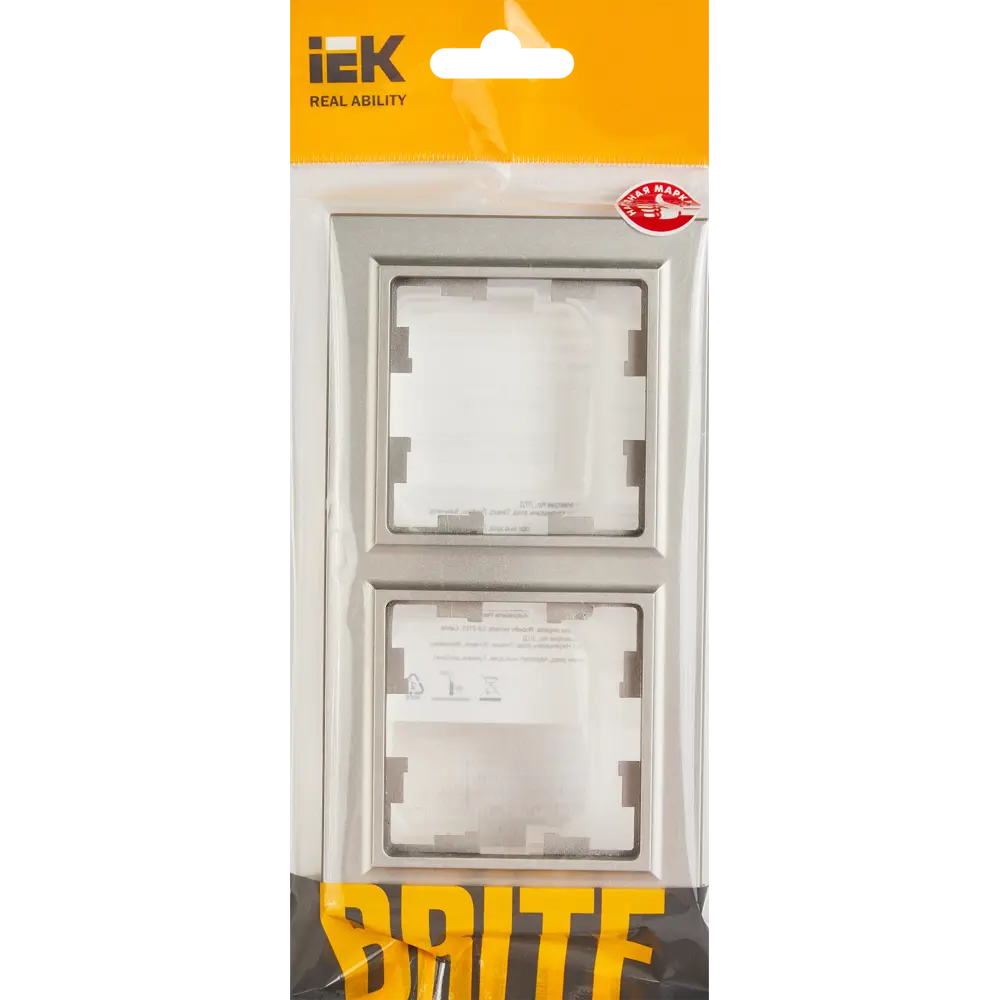 Рамка IEK Brite-2 для розетки и выключателя в стальном цвете 87761355 STLM-1363719 - Вид №3
