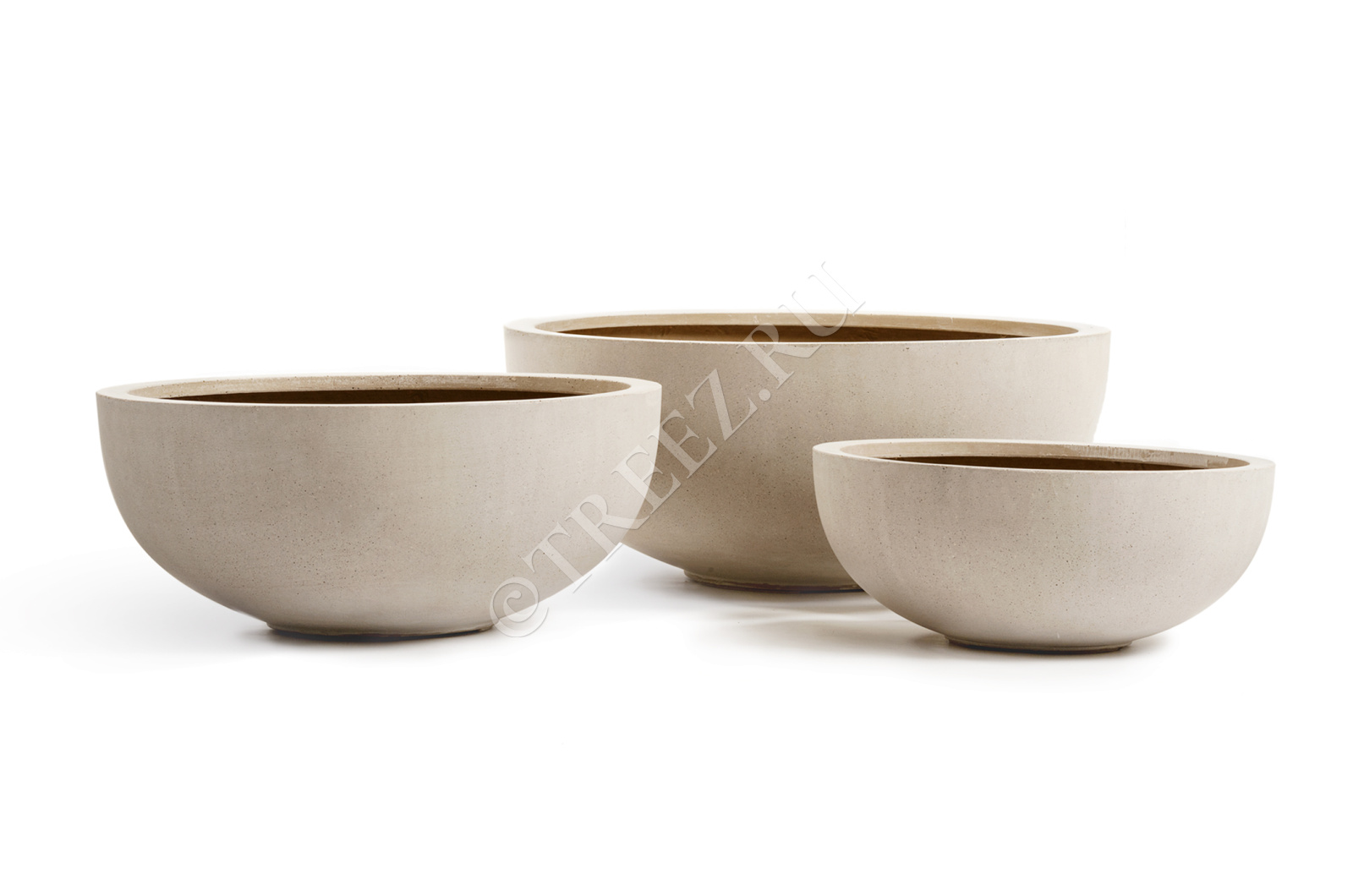 41.3317-02-006-BE-62 Кашпо  Effectory - серия Beton - Низкая чаша - Белый песок Цветочная коллекция 