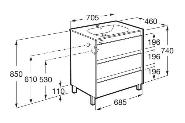 Деревянный напольный умывальник со встроенной раковиной Roca Tenet ARCH-00018292 - Вид №10