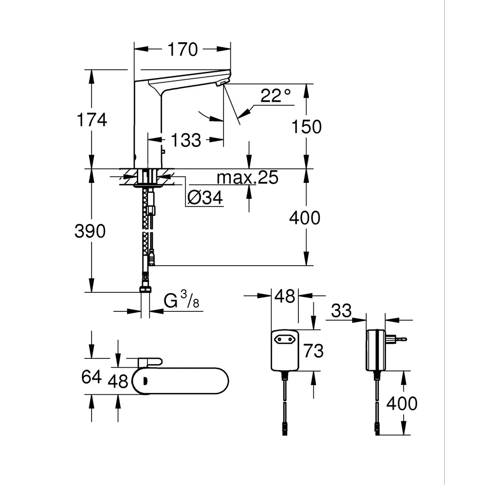 Смеситель для раковины Grohe Eurosmart инфракрасный цвет хром 82199628 STLM-2139119 - Вид №3