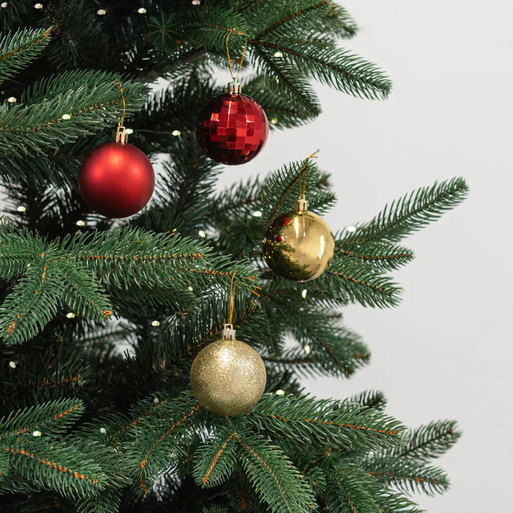 Набор ёлочных шаров KREAFORTA красный с блёстками 24 шт. ø6 см 89420560 STLM-1579516 - Вид №1