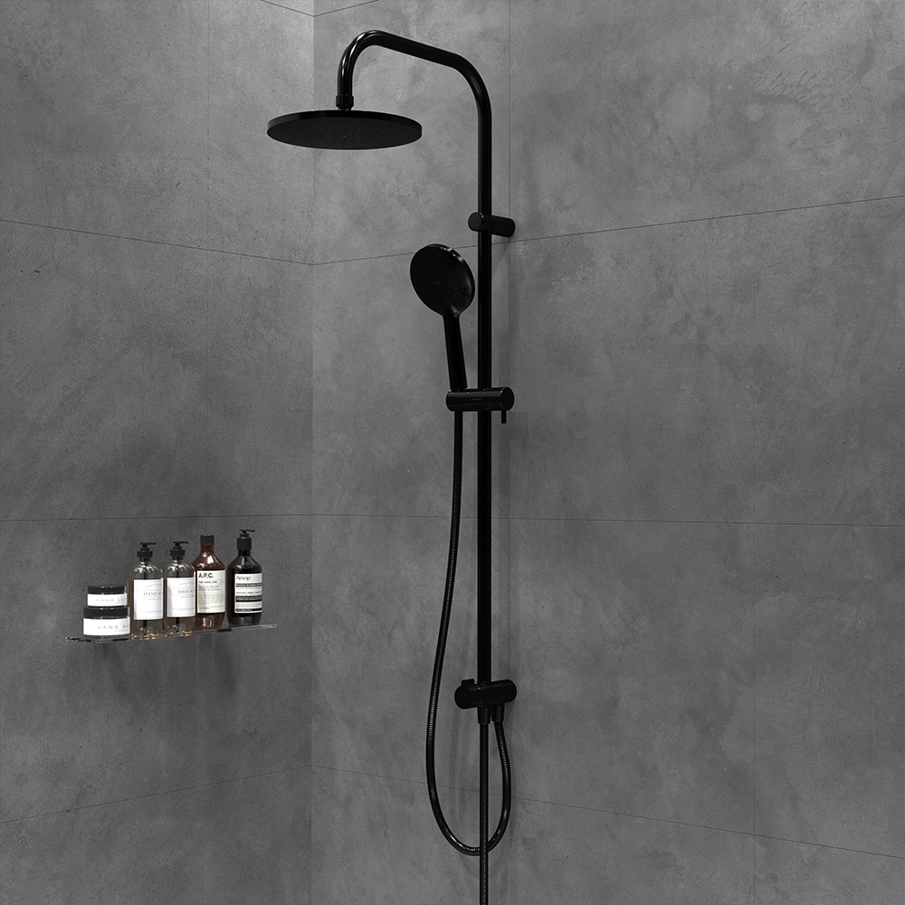 977700300 душ. система: верхний душ 230мм ручн.душ 120мм 1 режим штанга 1010мм Черная Damixa Origin Bit  - Вид №6