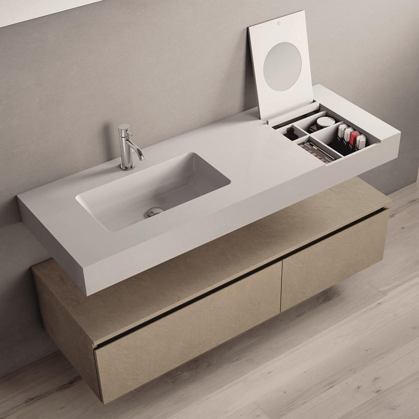 Cerasa Подвесная тумба под умывальник из искусственной древесины с ящиками Segno sun-id-1438634 - Вид №1