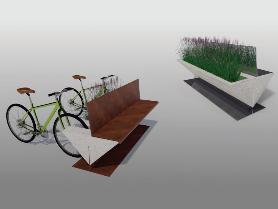 Металлическая скамья со спинкой Viscio Urban Design BOND ARCH-00052616