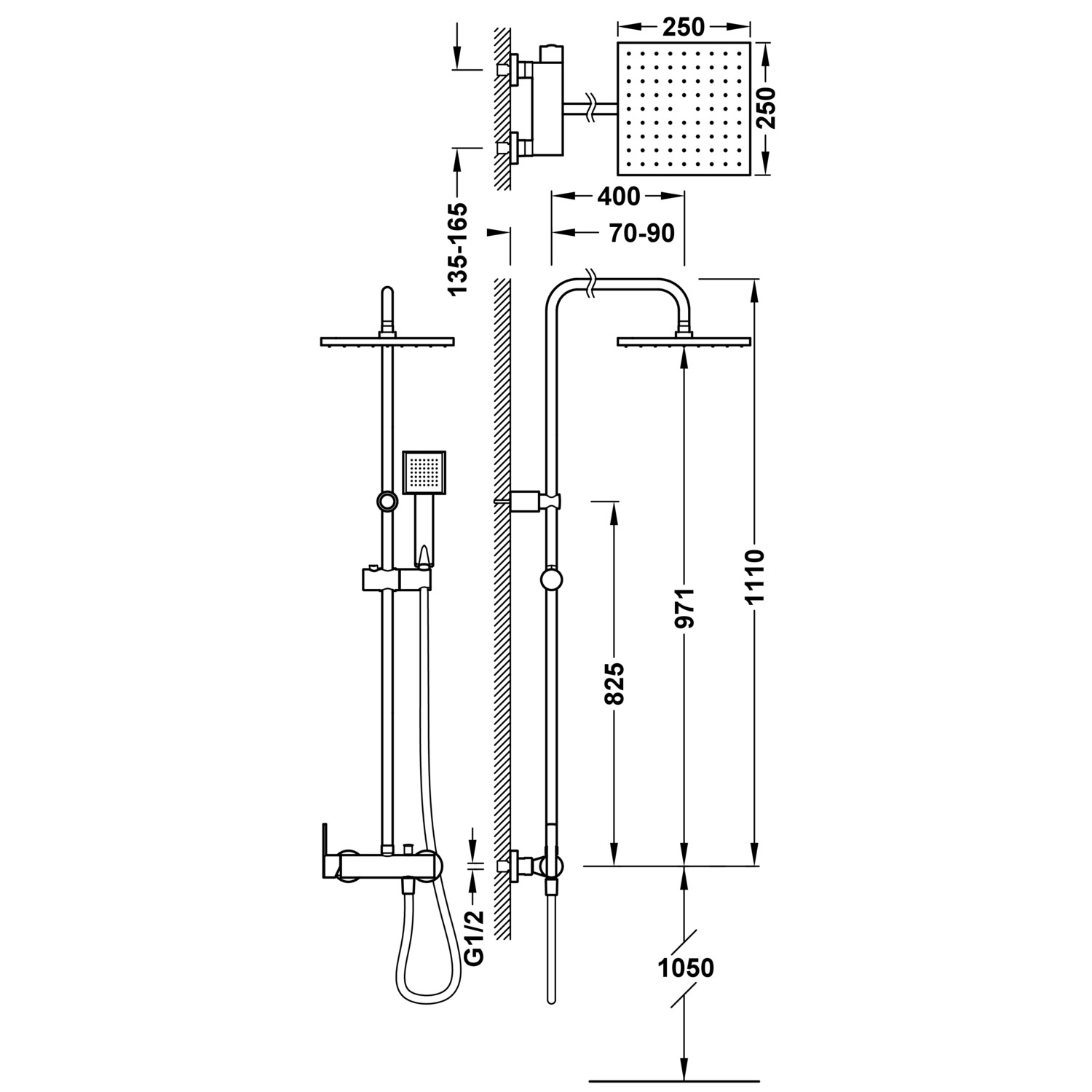 LEX-ALP 2-ходовой настенный смеситель для душа с одной ручкой в сборе-08119301 TRES - Вид №1