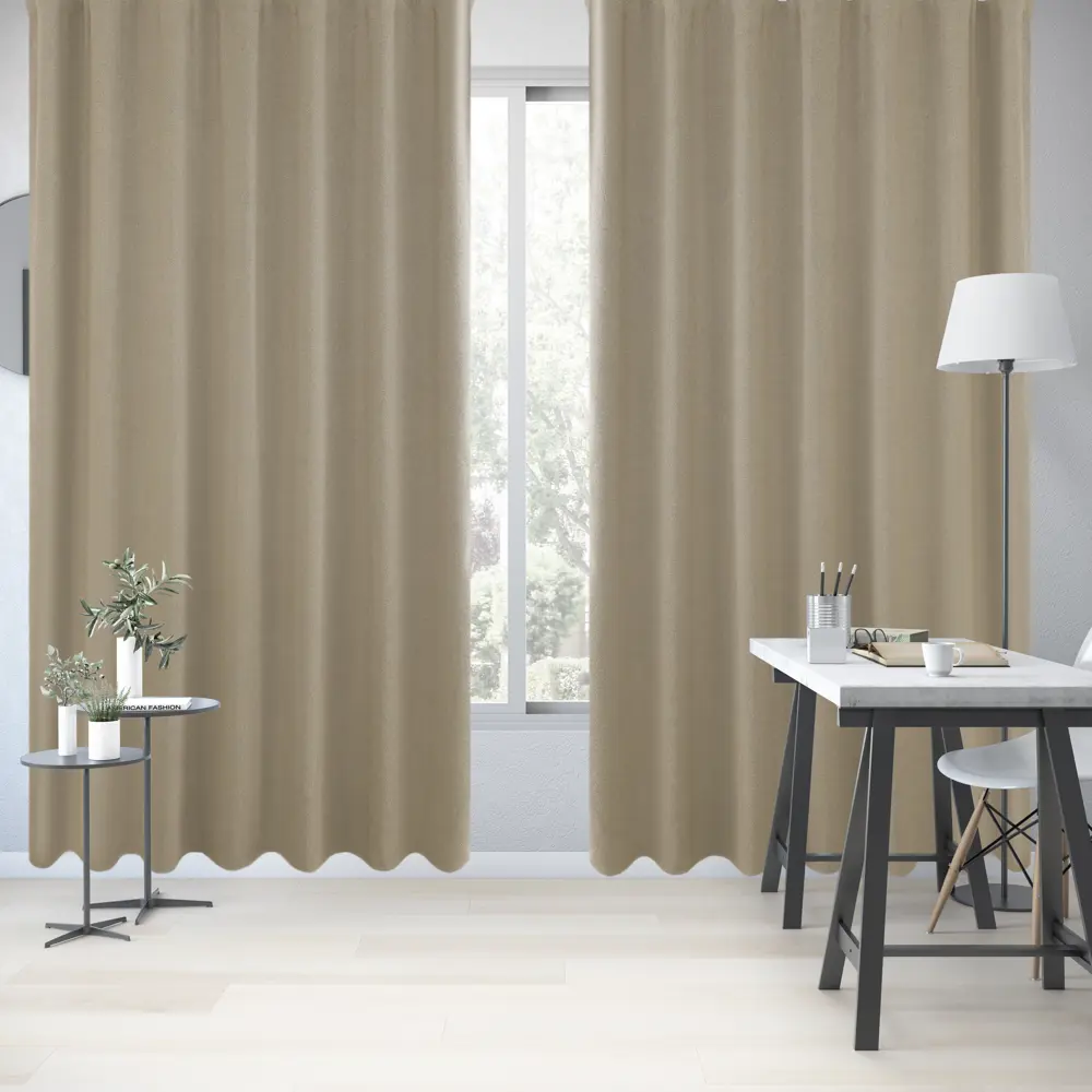 Штора на ленте Inspire Pskov 200x280 см цвет бежевый 88935318 STLM-2107271 