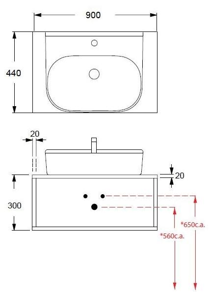 Olympia Ceramica Настенная тумба под умывальник с ящиками Synthesis eco Synmob - Вид №3