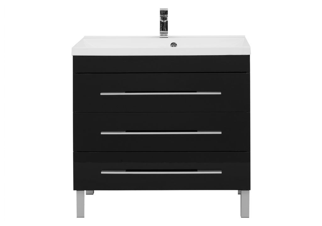 Тумба с раковиной Aquanet Верона NEW 90 черный (напольная 3 ящика) 0017847300204119 - Вид №2
