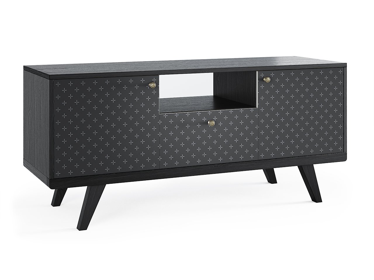 Тумба под телевизор с ящиком черный дуб с принтом Thimon THE IDEA  210231 Черный  - Вид №1