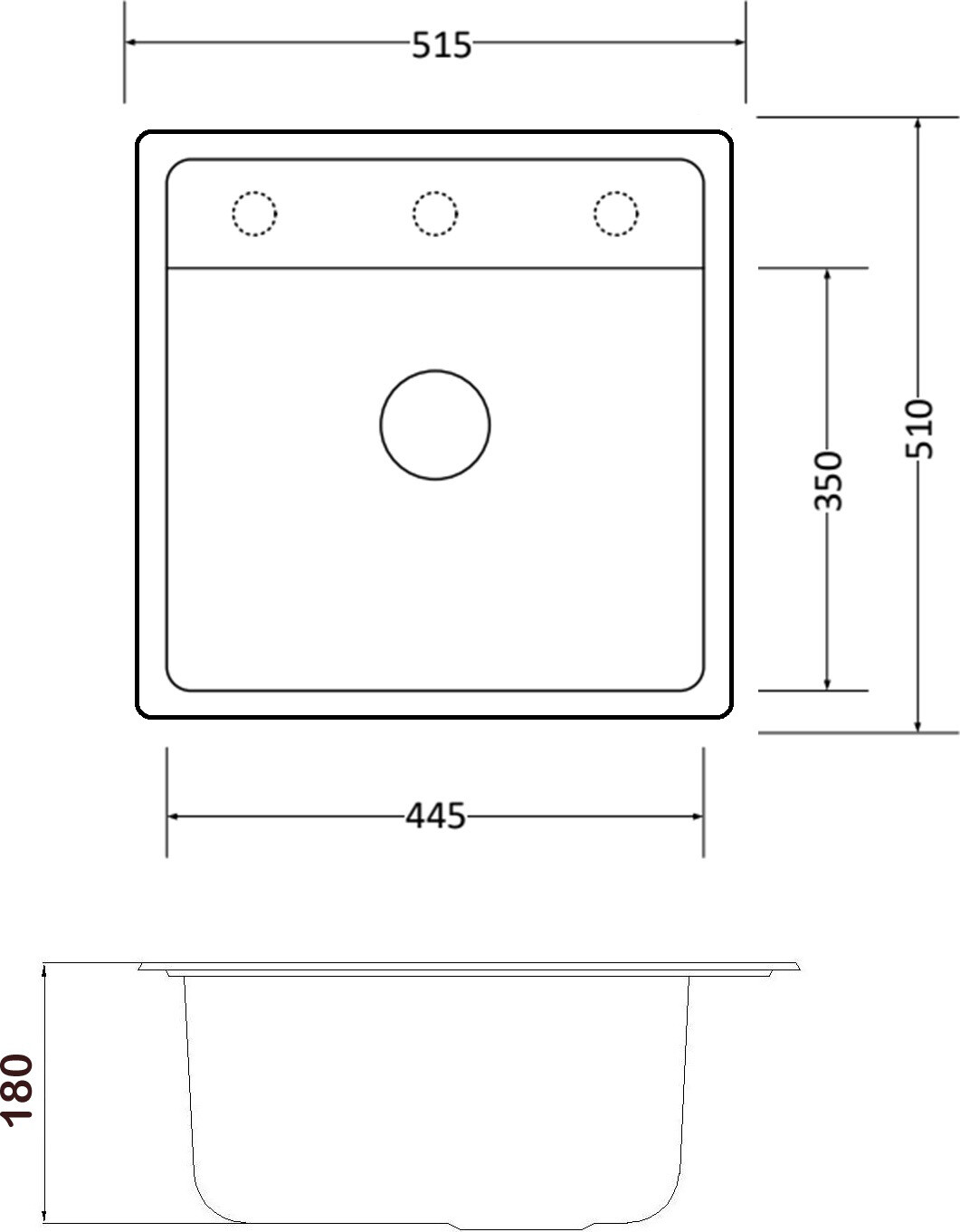 Мойка кухонная ZorG Granit GR 515 BLACK BRONZE из искусственного гранита, графит/бронза - Вид №1