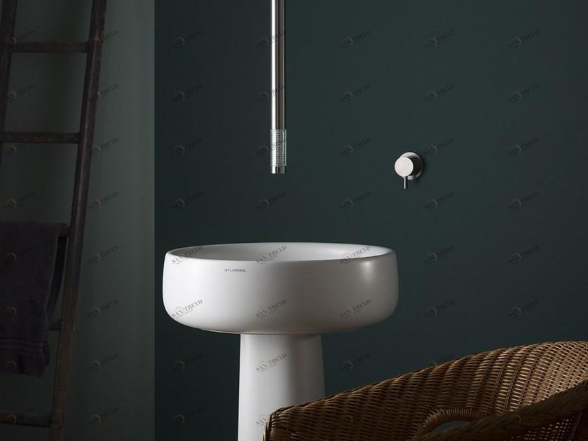 MINA Смеситель для раковины, однорычажный, на 2 отверстия, из нержавеющей стали и стекла Revitrum 12534 + 6100