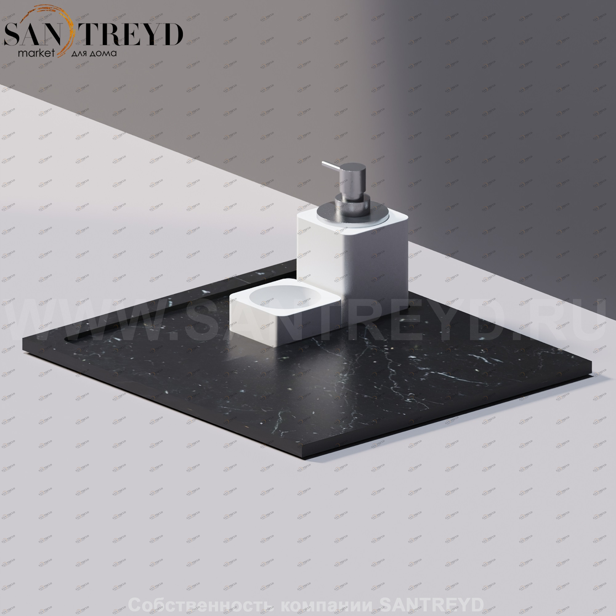 Agape SURF Мыльница / Универсальный лоток 40 см из черного мрамора ACOM626NM
