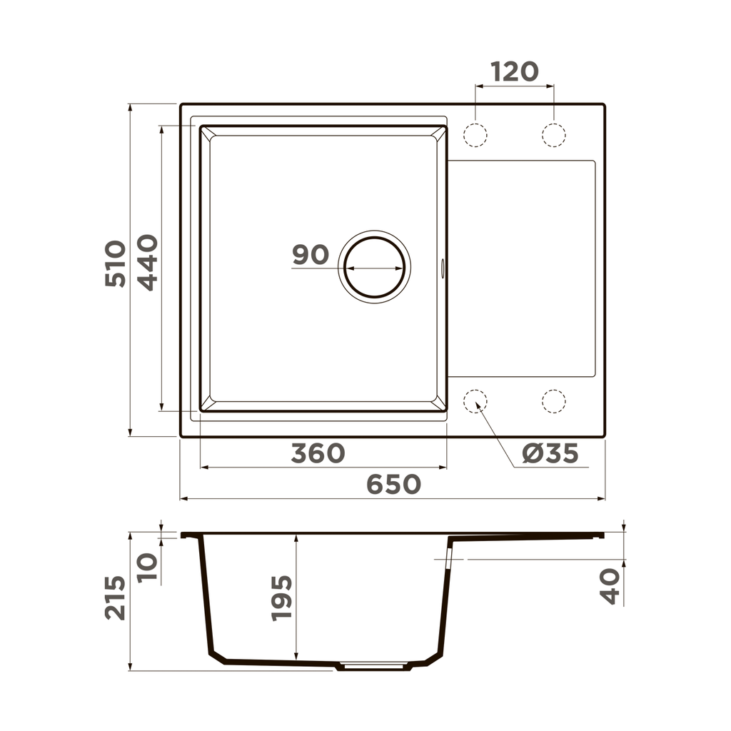 Кухонная мойка Daisen 65 CA OMOIKIRI 4993681 - Вид №3