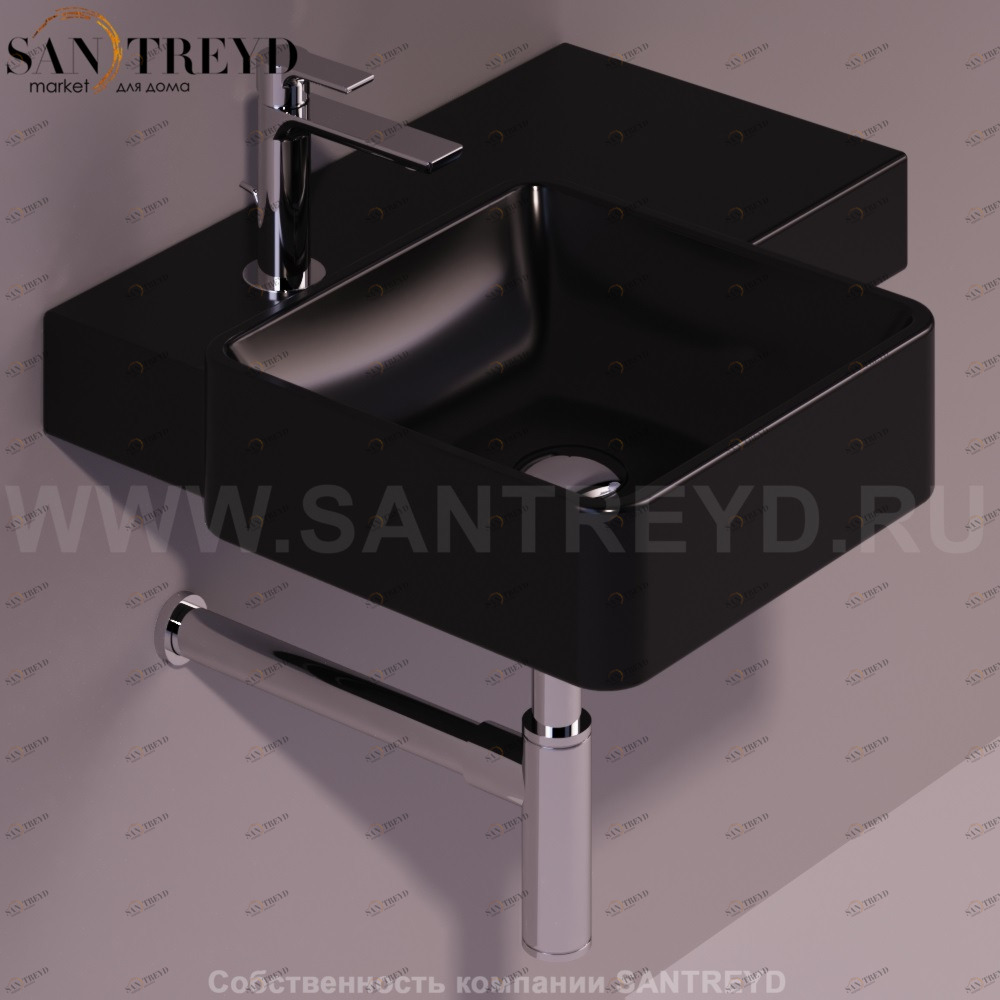 FL21NERO Подвесная раковина настенная квадратная Simas Flow черная