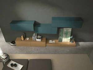 Presotto Модульная настенная модульная стенка для хранения вещей Inclinart rovere vissuto