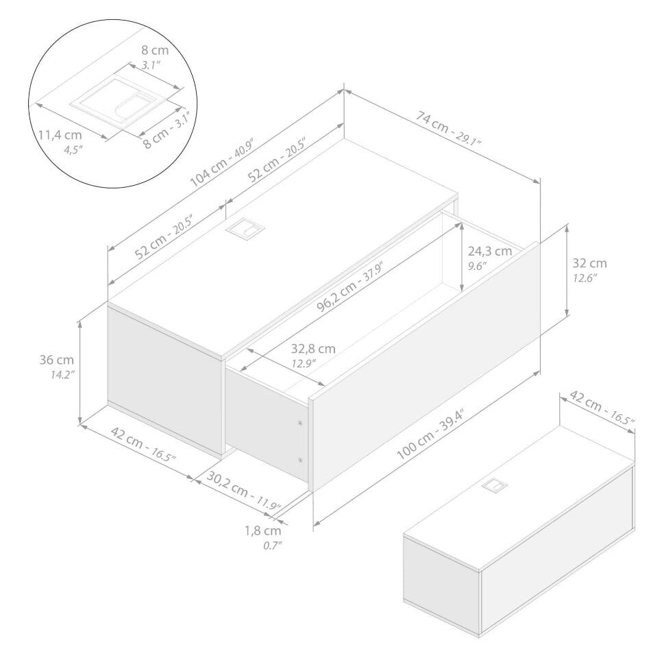 Подвесной ТВ-шкаф из меламиновой ткани с выдвижными ящиками и системой люверсов Mobili Fiver IACOPO ARCH-00141326 - Вид №15