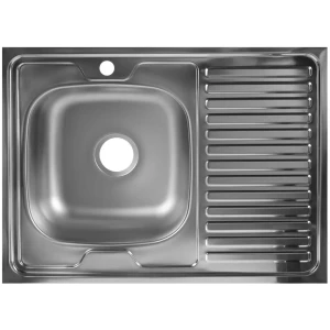 Мойка накладная левая прямоугольная 60x80 см глубина 16 см нержавеющая сталь цвет серебристый