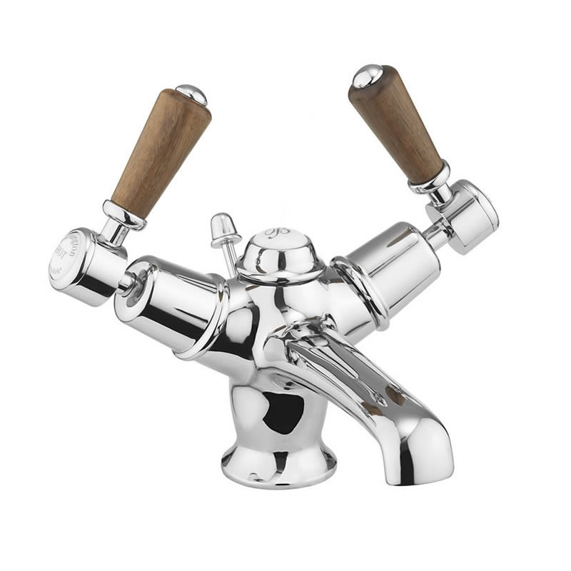 Burlington Смеситель для раковины Kensington со всплывающим клапаном для мусора Четверть оборота с акцентом Медичи KE4-QT MED  - Вид №3