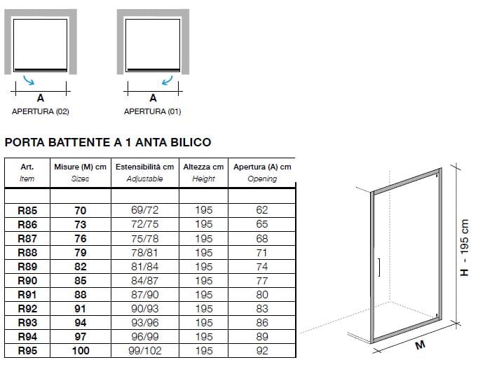 Хрустальная нишевая душевая кабина с поворотной дверью Metidea Рубин ARCH-00091180 - Вид №2
