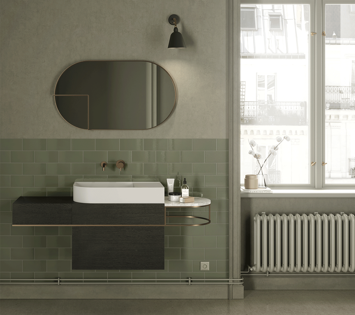 Ex.T Nouveau Shelf Mirror Настенное зеркало с полкой EXNOUSPOVALSX/BR - Вид №2