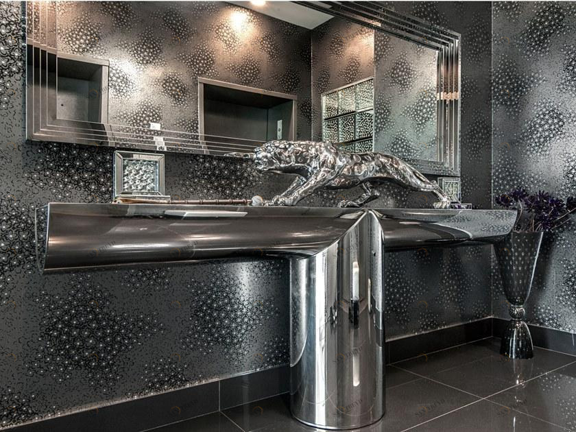 Officine Sandrini Прямоугольная консоль из нержавеющей стали и стекла Frame sun-id-1476377