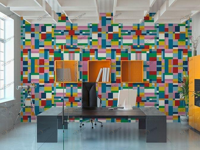 GLAMORA Виниловые обои с оптическим рисунком Colour blocking sun-id-1373824