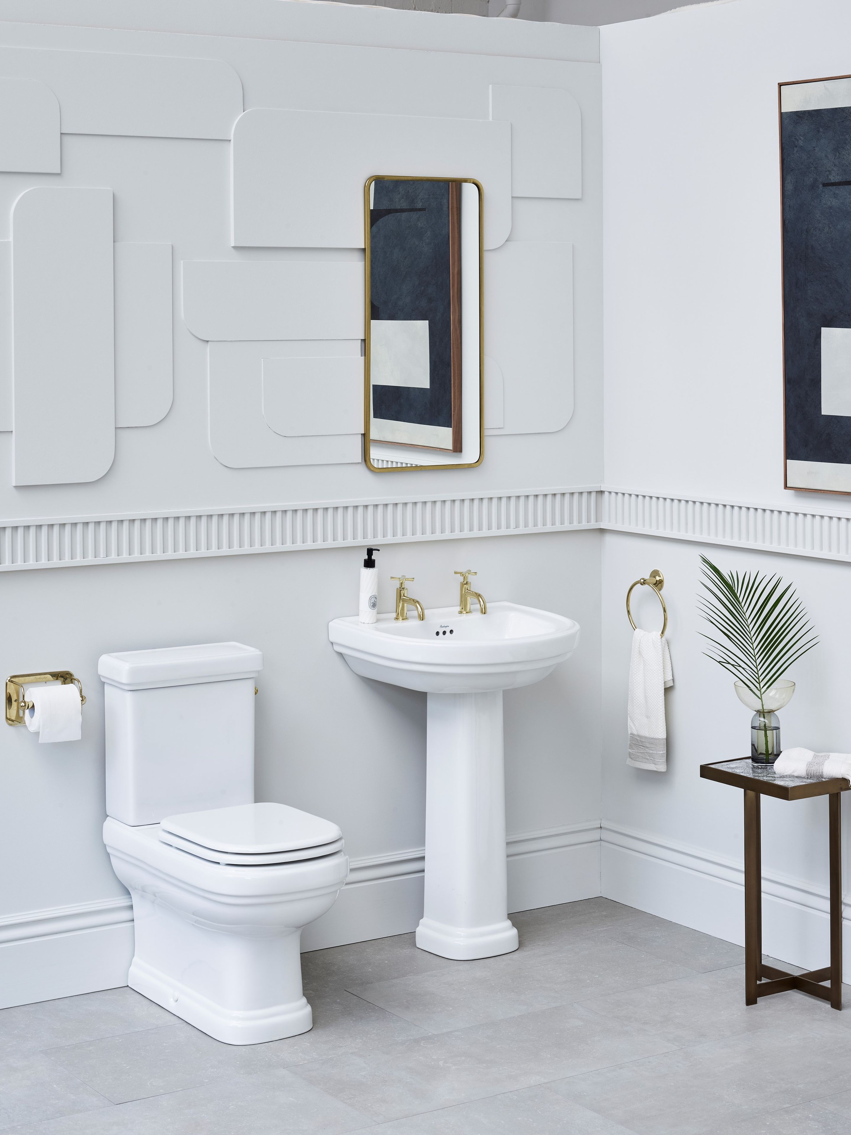 Одинарный умывальник из витражного стекла на колонне Burlington RIVIERA ARCH-00145962 - Вид №4